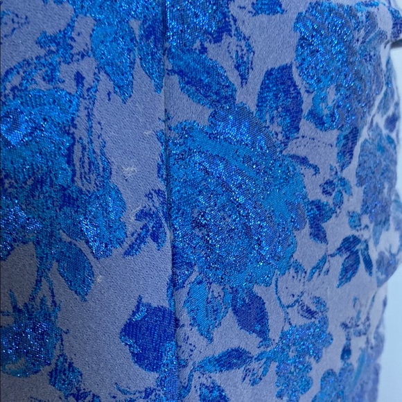 Theia Blue and White Off-Shoulder Sheath Dress - Picture 13 of 16